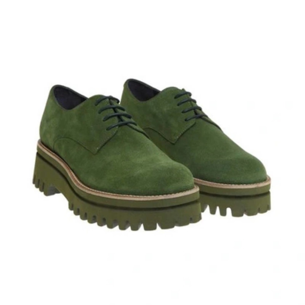 Paloma Barcelo Amagreen Green Suede Chunky Platform Loafers Shoes size 40 - Picture 1 of 7